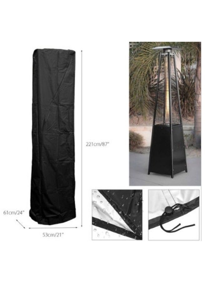Patio Heater Cover Waterproof Standup Round Oxford Covers for Outdoor Heaters Pyramid Torch Square Outdoor Stand Up Waterproof Oxford Air Heater Covers  Heater dustproof Cover for Garden Courtyard Terrace Use Black - Image 1