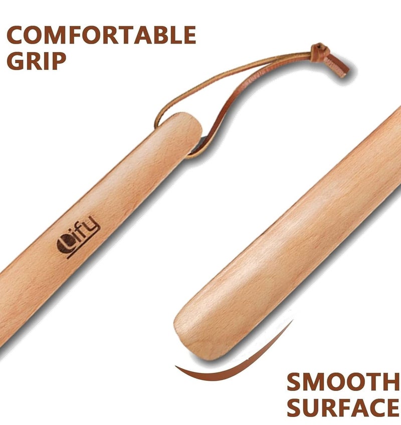 Lify مِلقَط حذاء بمقبض طويل، مِلقَط حذاء قابل للسحب، مِلقَط حذاء خشبي صغير ومِلقَط حذاء من الألمنيوم بحجم قابل للتعديل للرجال والنساء والأطفال وكبار السن - Image 5