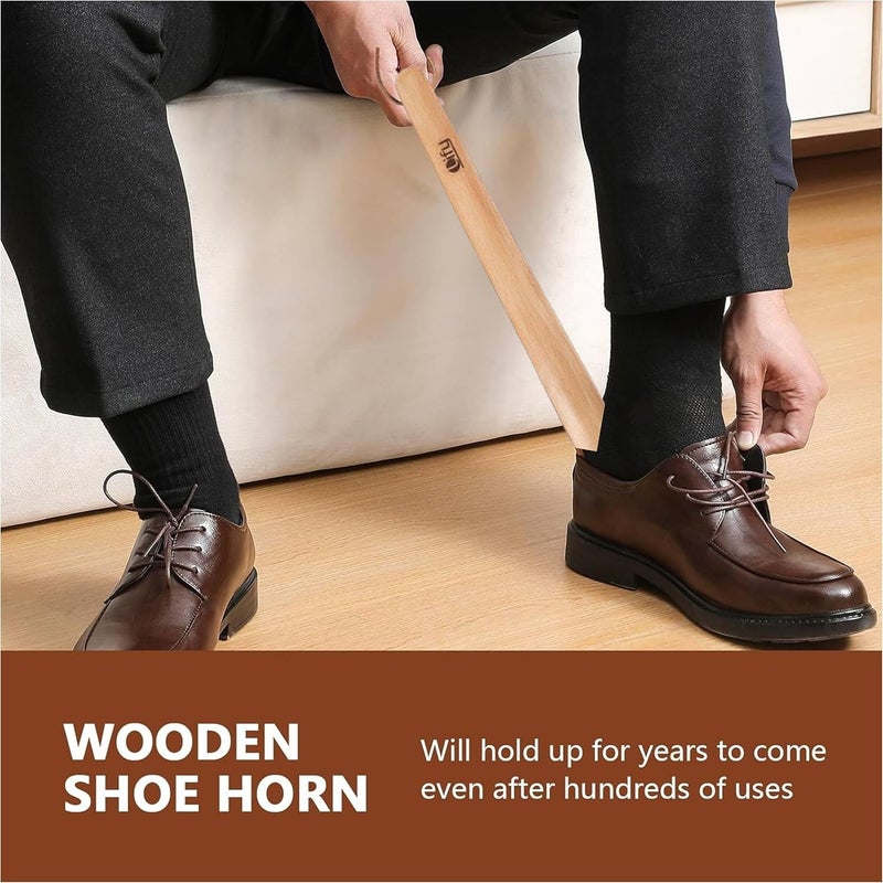 Lify مِلقَط حذاء بمقبض طويل، مِلقَط حذاء قابل للسحب، مِلقَط حذاء خشبي صغير ومِلقَط حذاء من الألمنيوم بحجم قابل للتعديل للرجال والنساء والأطفال وكبار السن - Image 3