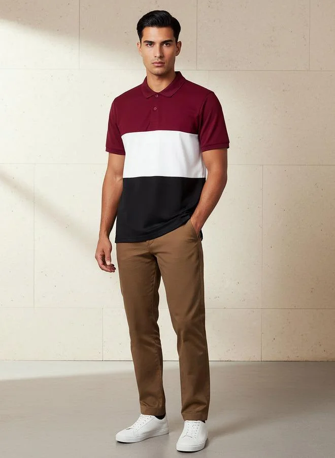 Splash FAV Men Short Sleeves Colourblock Pique Polo T-shirt