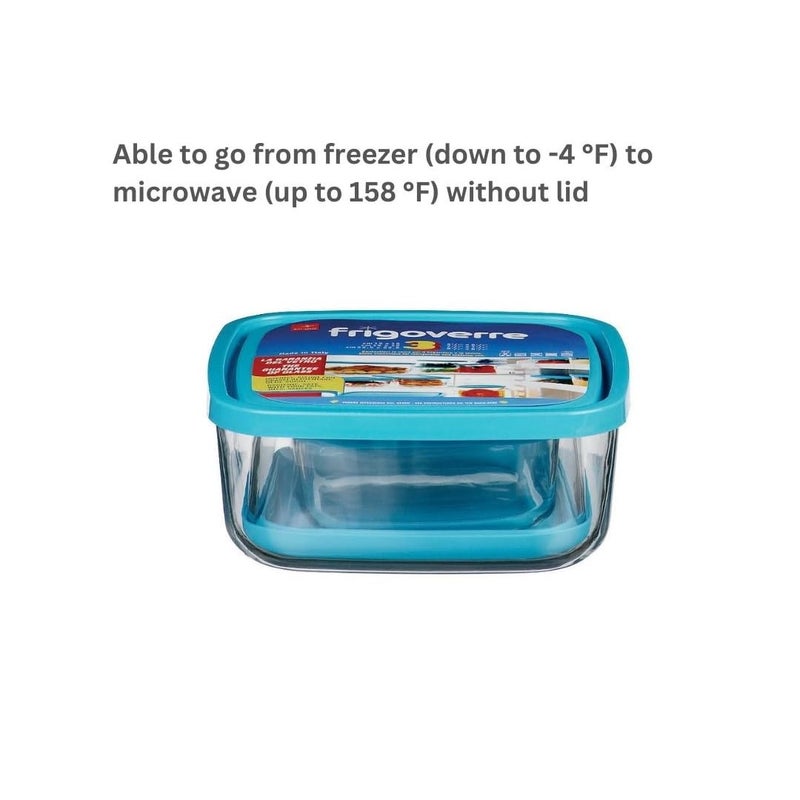 Bormioli Rocco Frigoverre Square Glass Food-Storage Containers with Lids, Set of 3, Clear - Image 3