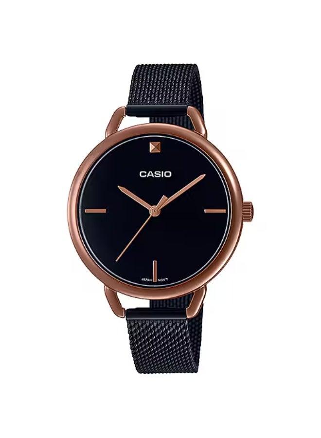 كاسيو ساعة كاسيو النسائية - LTP-E415MBR-1CDF مينا سوداء وسوار أسود - Image 1