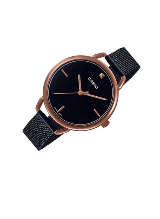 كاسيو ساعة كاسيو النسائية - LTP-E415MBR-1CDF مينا سوداء وسوار أسود - Image 2