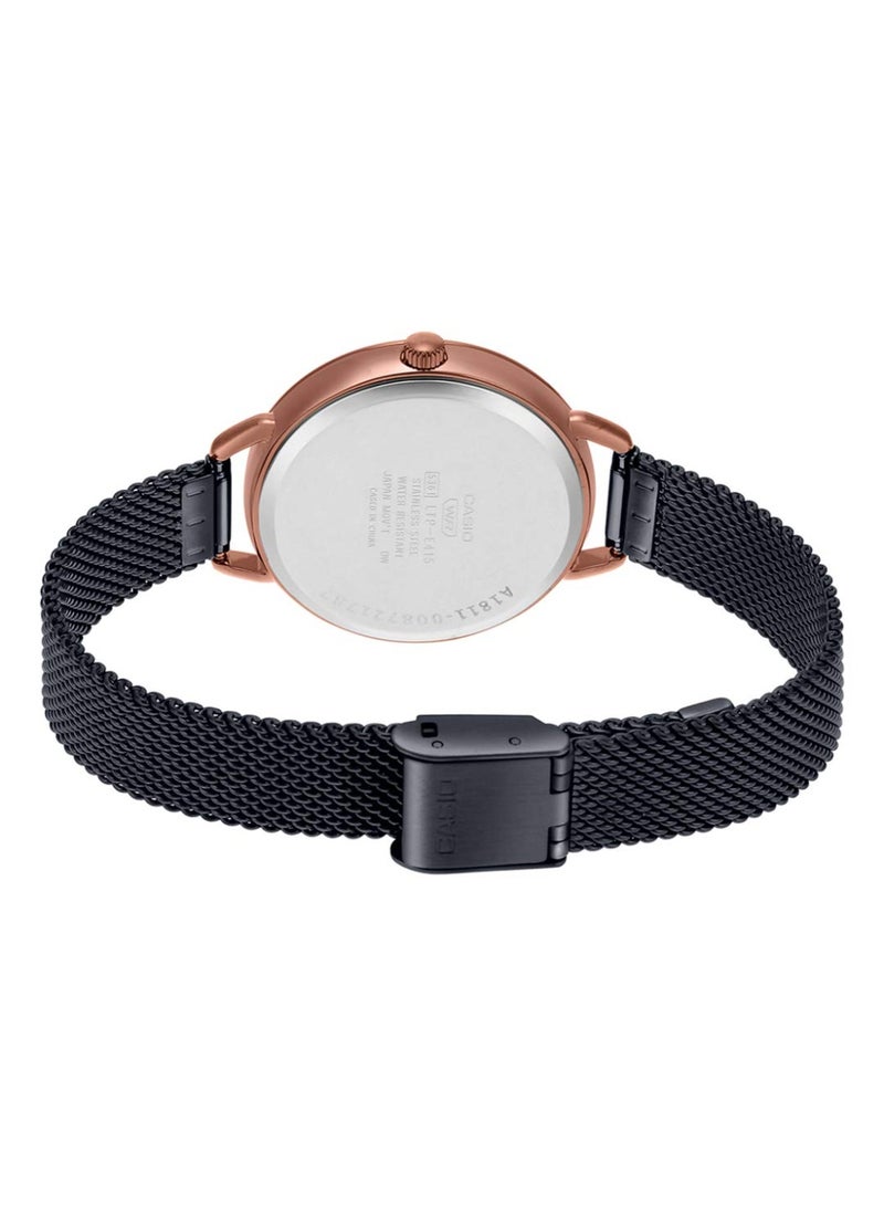 كاسيو ساعة كاسيو النسائية - LTP-E415MBR-1CDF مينا سوداء وسوار أسود - Image 3