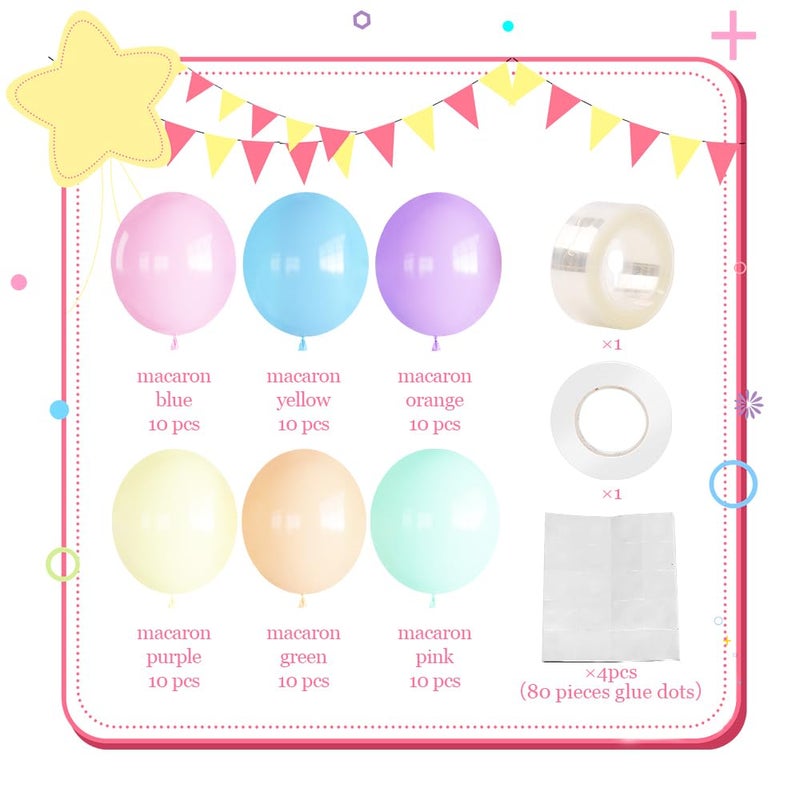 Haolongfa Pastel Balloons, 12 Inch Pastel Rainbow Balloons, 60 Pcs Latex Macaron Balloon Assorted Colors for Unicorn Party, Rainbow Party, Baby Shower,Spring Birthday, Wedding Decorations - Image 4
