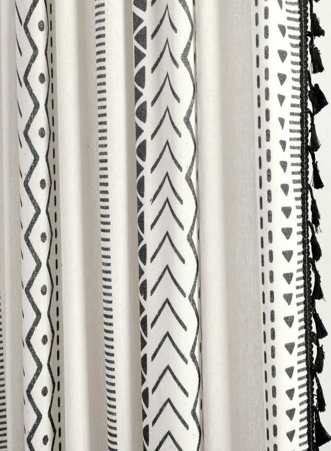 لاش ديكور ستارة نافذة من Lush Decor Hygge Boho مخططة بشرابة، زوج، عرض 52 بوصة × طول 84 بوصة، أسود وأبيض - Image 3