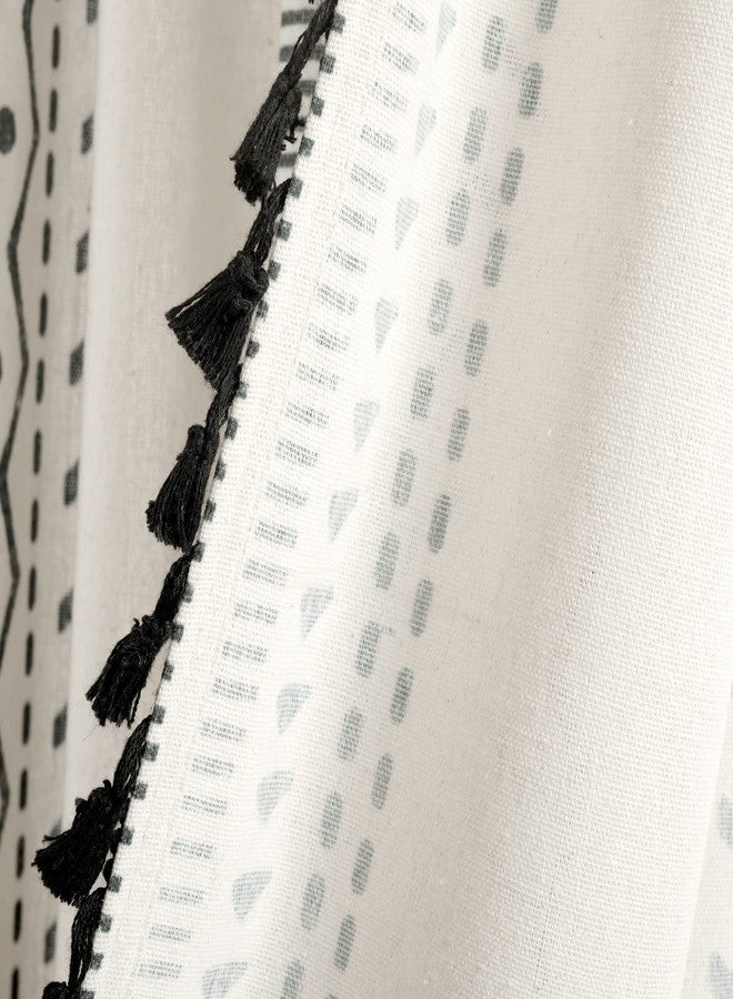 لاش ديكور ستارة نافذة من Lush Decor Hygge Boho مخططة بشرابة، زوج، عرض 52 بوصة × طول 84 بوصة، أسود وأبيض - Image 5