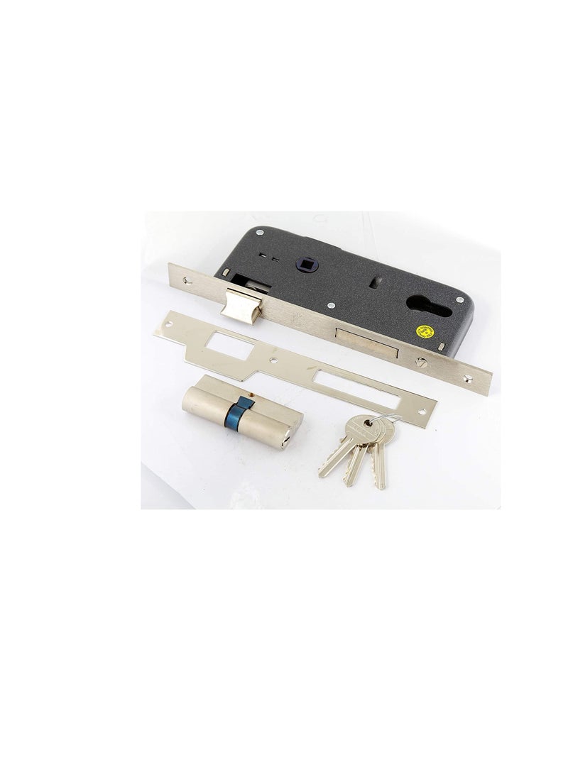 روبستلاين مجموعة قفل الباب Robustline (المقبض والقفل) | 85 ملم إلى المركز | لون ذهبي | مقبض نمط الخطوط - Image 3