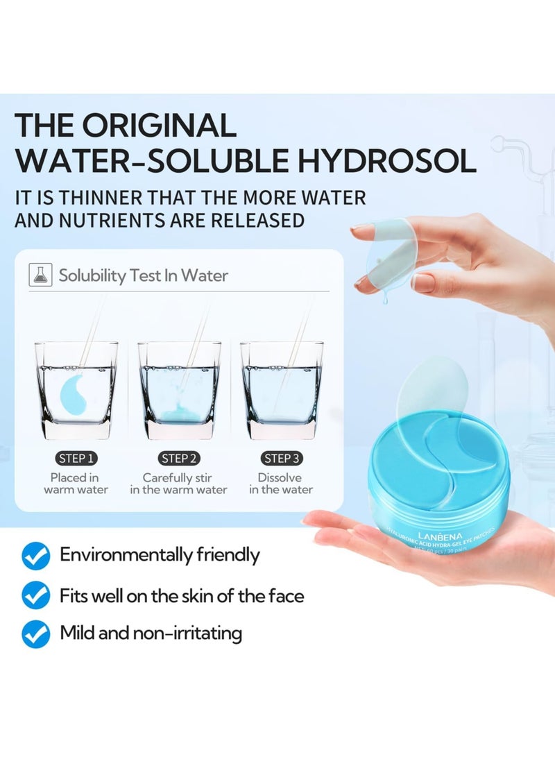 LANBENA Hyaluronic Acid Hydra-Gel Eye Mask Sheet Collagen Eye Patches Skin Care Eye Gel for Moisturizing Remove Dark Circles Eye Bag (30 Pairs) - Image 5