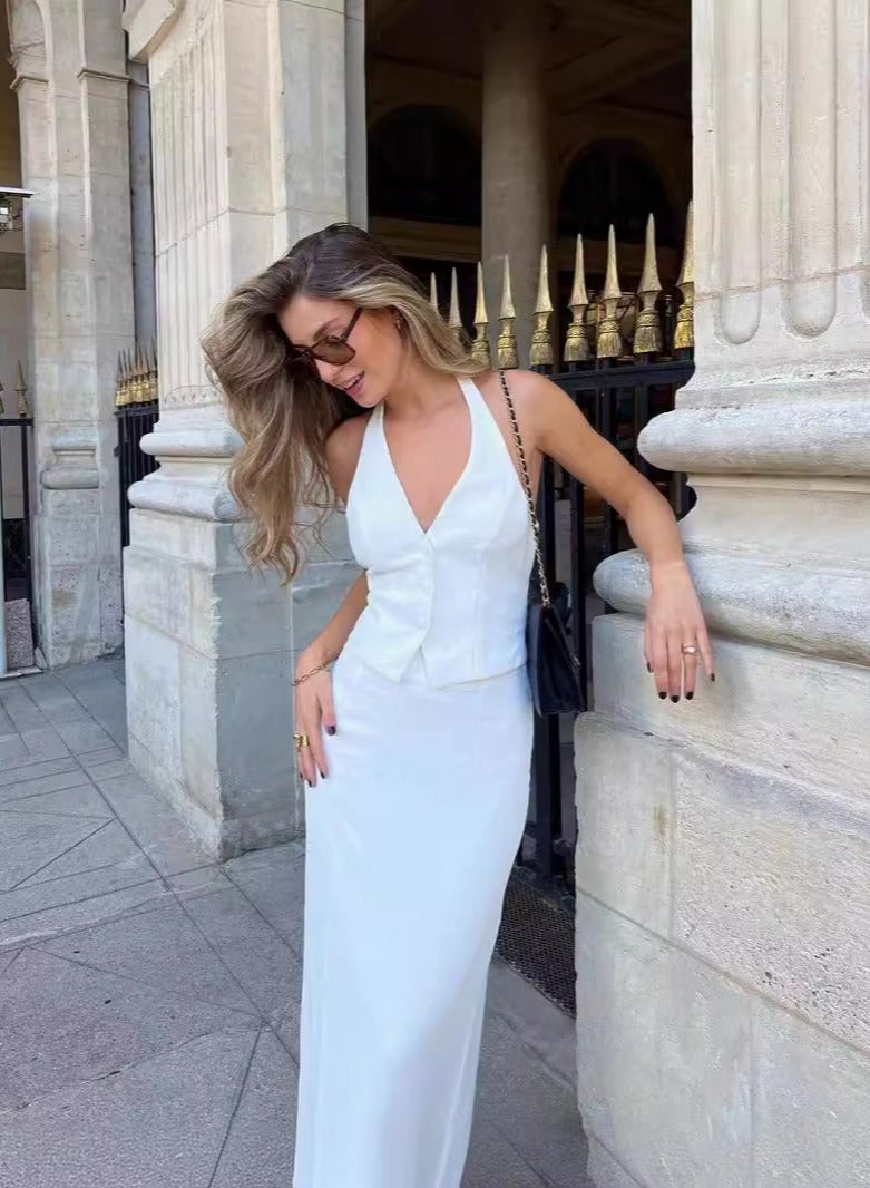 Shougu Fashion Women's Suit Vest Long Skirt Set  - Image 3