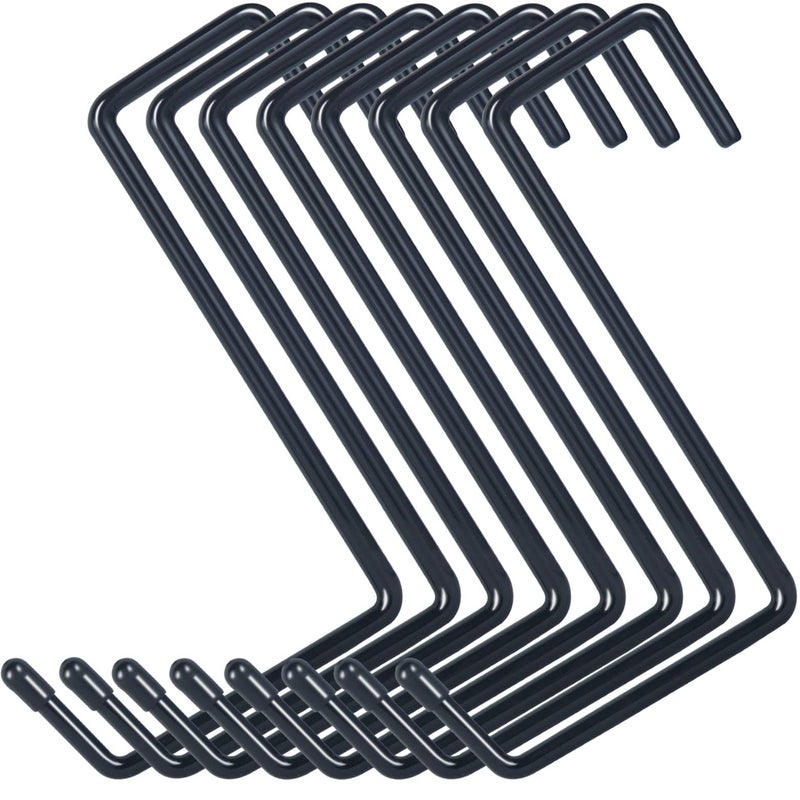 DINGEE Heavy Duty 8 Pack Vinyl Coated Hooks for Hanging and Organizing Large Ladder Hooks Garage Bike and Tool Hanger Black
