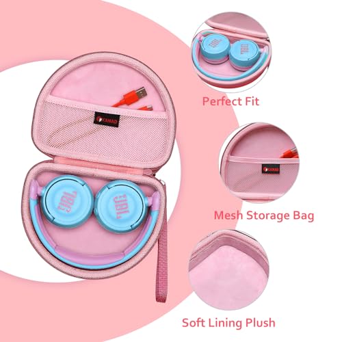 XANAD EVA Hard Case for JBL Junior 320BT / JR300BT / Jr310BT, Sony MDR-ZX110 / MDRZX110NC / MDR-ZX310AP On-Ear Headphones - Pink - Image 3