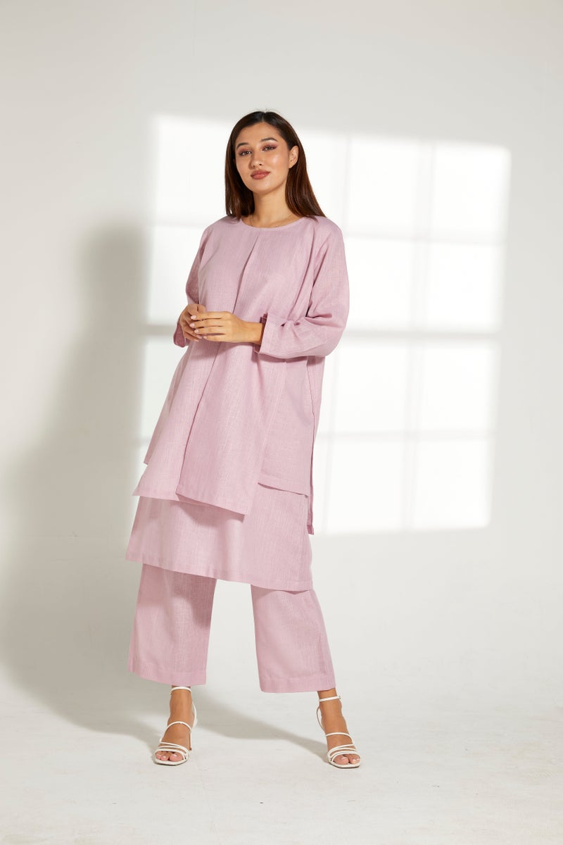 Moistreet Crew Neck Double Layered Top & Pants Set - Image 2