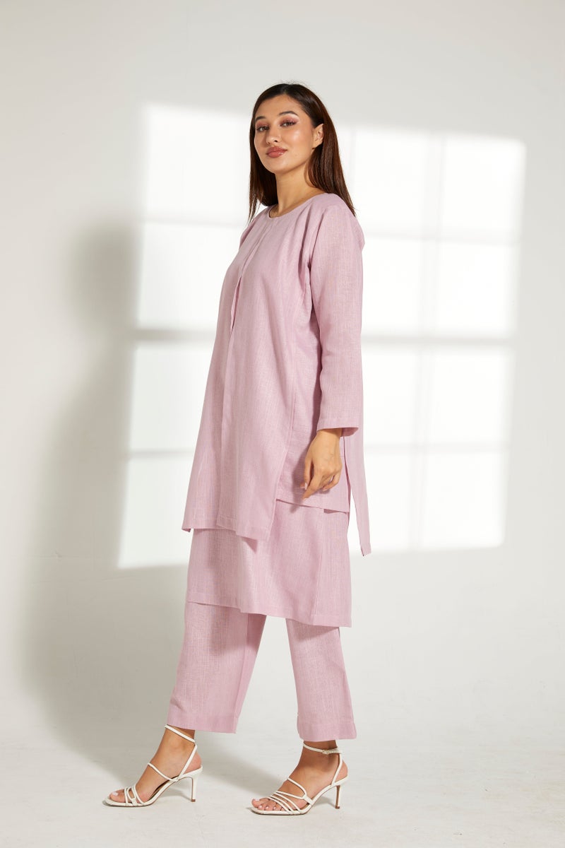 Moistreet Crew Neck Double Layered Top & Pants Set - Image 3