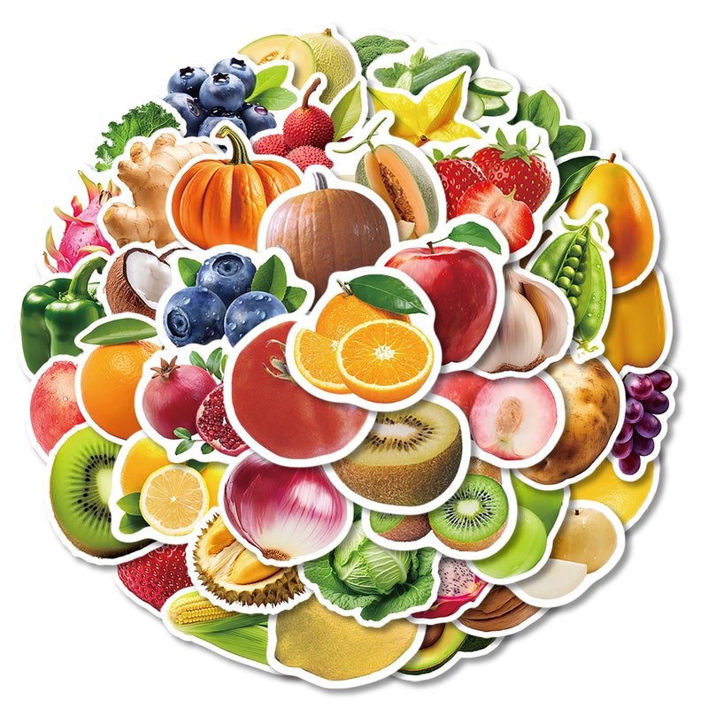 Kigibo Food Stickers for Kids, 110pcs Fruit Vegetable Realistic Stickers Teachers Student Decals for Classroom Theme Activities(Fruits Vegetables) - Image 1