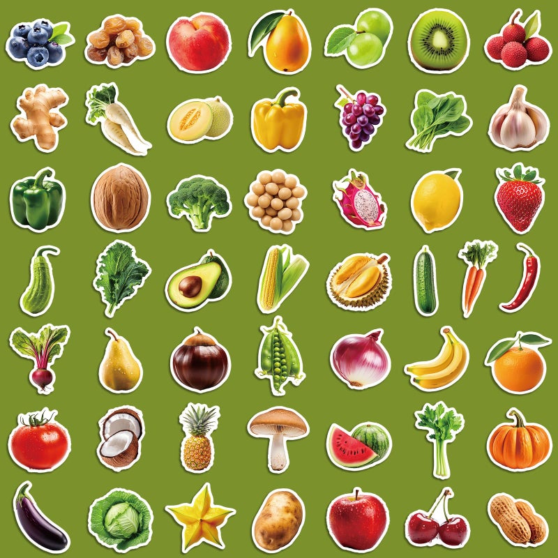 Kigibo Food Stickers for Kids, 110pcs Fruit Vegetable Realistic Stickers Teachers Student Decals for Classroom Theme Activities(Fruits Vegetables) - Image 2