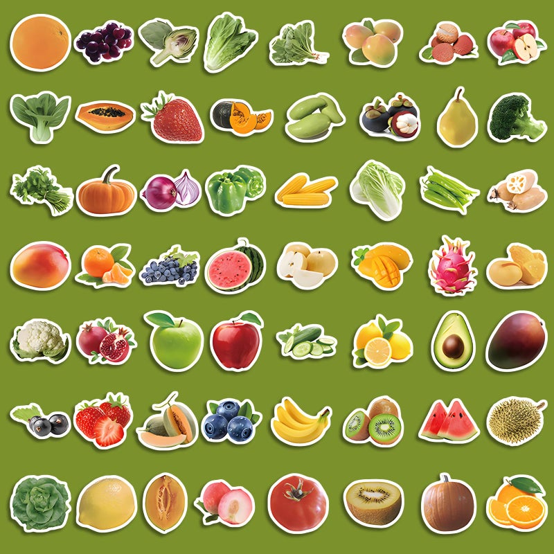 Kigibo Food Stickers for Kids, 110pcs Fruit Vegetable Realistic Stickers Teachers Student Decals for Classroom Theme Activities(Fruits Vegetables) - Image 3