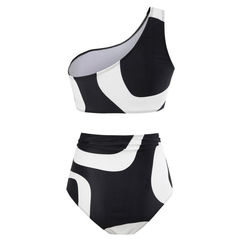 Retro Shoulder Split Swimsuit Chiffon Beach Dress Three-Piece Set Holiday Swimsuit - Image 4