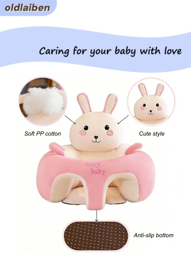 الدليبن كرسي جلوس تعليمي للطفل، أريكة مقعد دعم جلوس الطفل الرضيع، أريكة جلوس تعليمية كرتونية لطيفة للرضع - قماش كريستالي قابل للتنفس، هدية مثالية للطفل الصغير （وردي） - Image 3