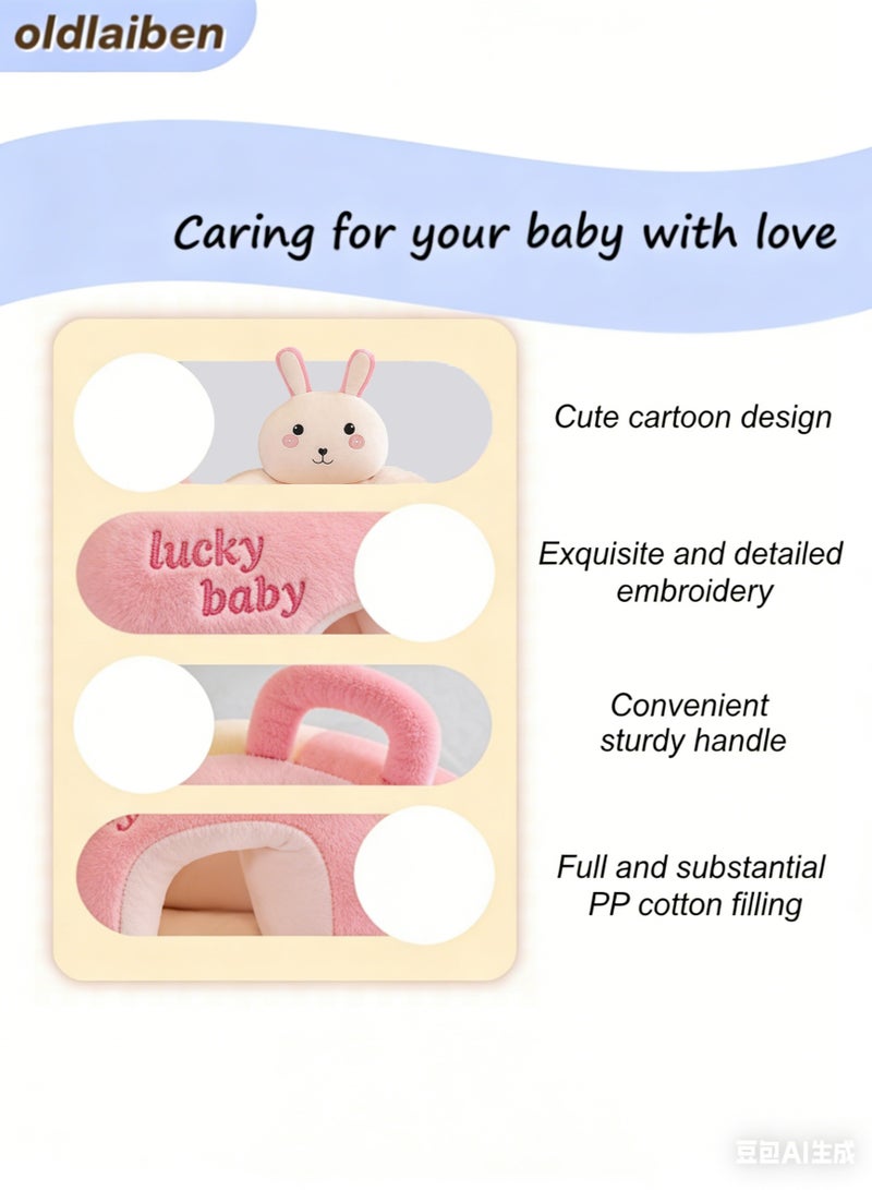 الدليبن كرسي جلوس تعليمي للطفل، أريكة مقعد دعم جلوس الطفل الرضيع، أريكة جلوس تعليمية كرتونية لطيفة للرضع - قماش كريستالي قابل للتنفس، هدية مثالية للطفل الصغير （وردي） - Image 4