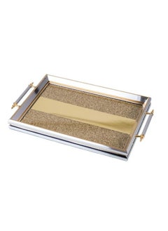 Hic Wooden serving tray, silver-golden color, with a floor of golden crystals, with a silver hand 