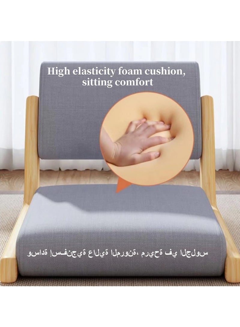 AUTOYSUR Floor Chair Tatami Chair,Low Stool Legless Chair,Abrasion-resistant and Anti-scratch Fabric Upholstered Japanese Style Floor Chair,Tatami Chair with Back Upholstery,Solid Wood Frame Meditation Chair - Image 3