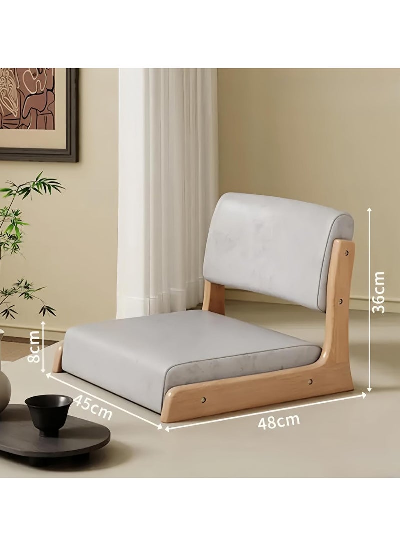 AUTOYSUR Floor Chair Tatami Chair,Low Stool Legless Chair,Abrasion-resistant and Anti-scratch Fabric Upholstered Japanese Style Floor Chair,Tatami Chair with Back Upholstery,Solid Wood Frame Meditation Chair - Image 2