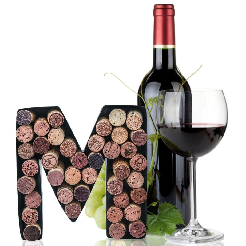 Made Easy Kit Metal Letter Wine Cork Keepsake Saver  Holder Monogram wFree Wall Mount Kit AZ Letter M Small