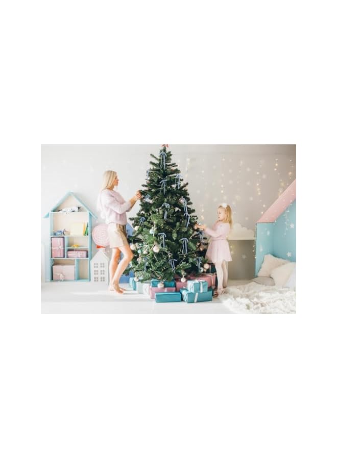 The Bros 24 قطعة من أقواس شجرة عيد الميلاد المخملية الزرقاء الفاتحة لتزيين الأبواب إكليل عتيق (عرض 3/8 بوصة، 5 * 7 بوصة) - Image 3