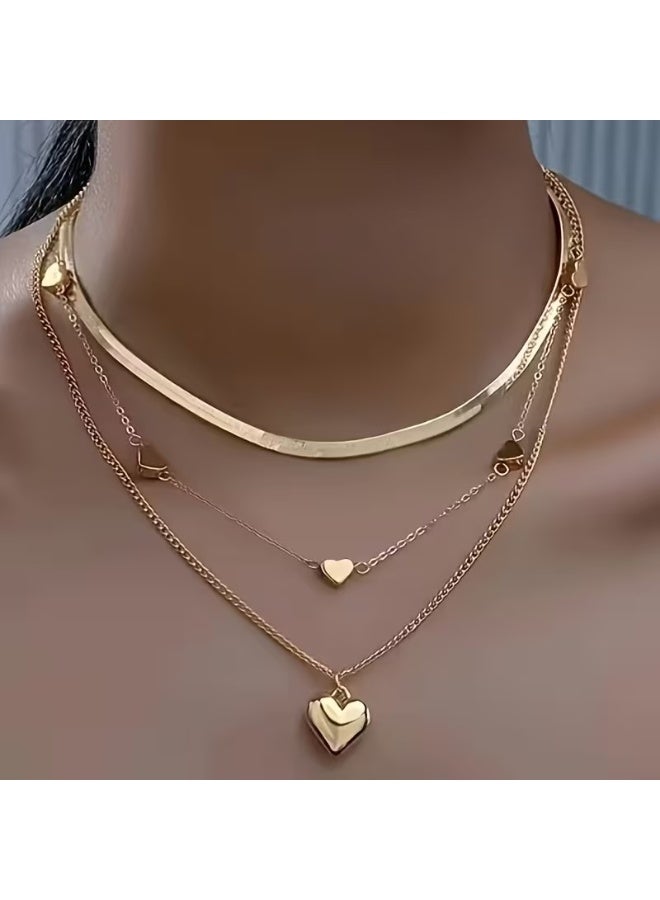 Goolsky 3pcs Women's Pendant Necklace Set, Adjustable Three-Layer Stackable Jewelry for Daily Wear, Perfect Couple Gift - Image 1