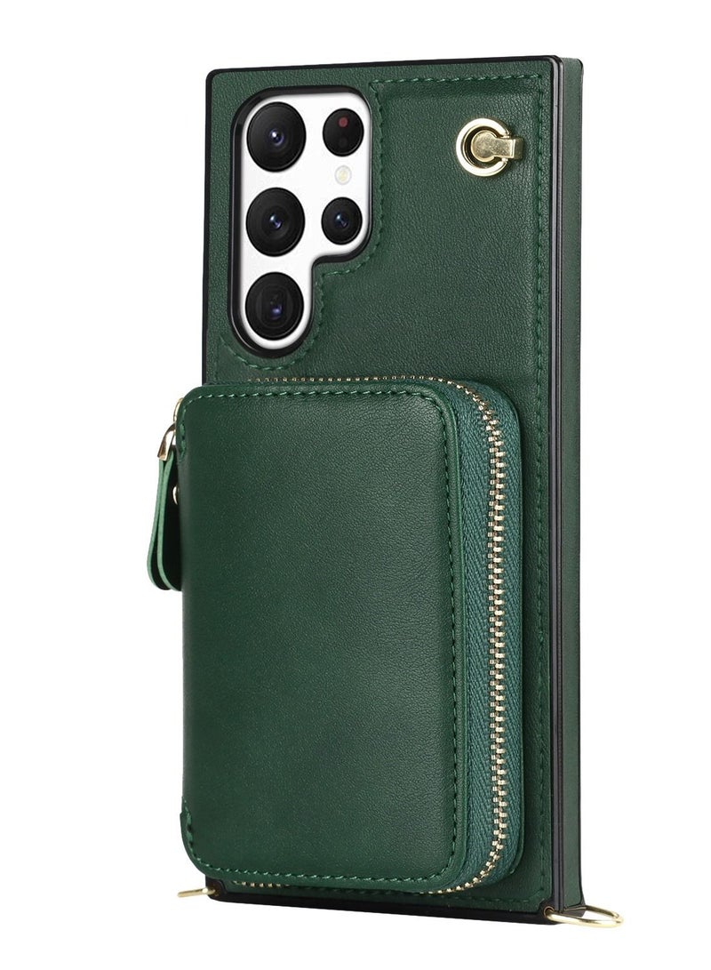 Suteni Crossbody Strap Back Cover Card Slots Leather Phone Case for Samsung - Image 1