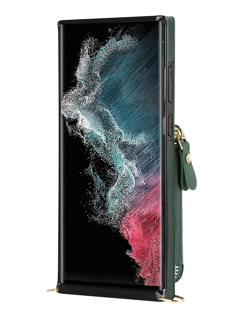 Suteni Crossbody Strap Back Cover Card Slots Leather Phone Case for Samsung - Image 2
