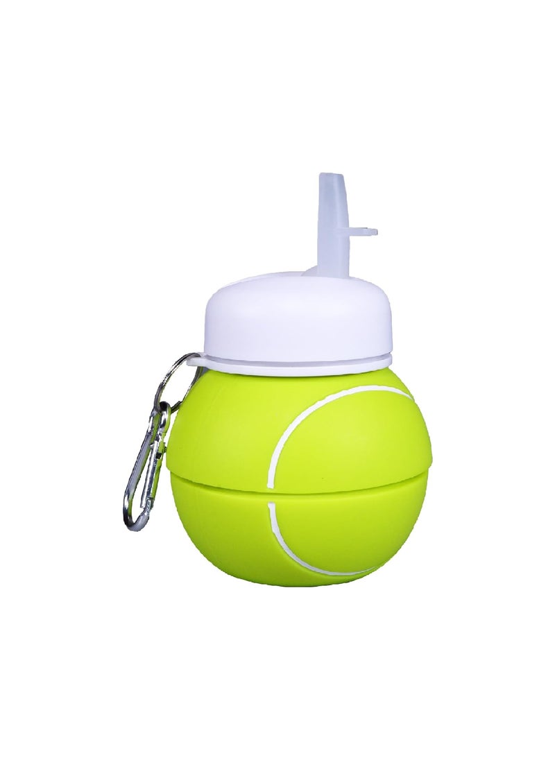 SMILY KIDDOS Smily Kiddos Silicone Expandable & Foldable Tennis ball Water Bottle Green & Expandable Soft Water Bottle | Boys &Girls| Comes with Tennis ball Theme  - Image 2