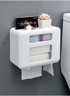 Generic Wall Mounted Tissue Storage Box - Toilet Paper Box Dispenser with Phone Holder Organizer Drawer Bathroom Towel Period Trash Bag Multifunction Tissue Storage Box  - Image 2