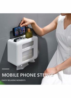 Generic Wall Mounted Tissue Storage Box - Toilet Paper Box Dispenser with Phone Holder Organizer Drawer Bathroom Towel Period Trash Bag Multifunction Tissue Storage Box  - Image 4