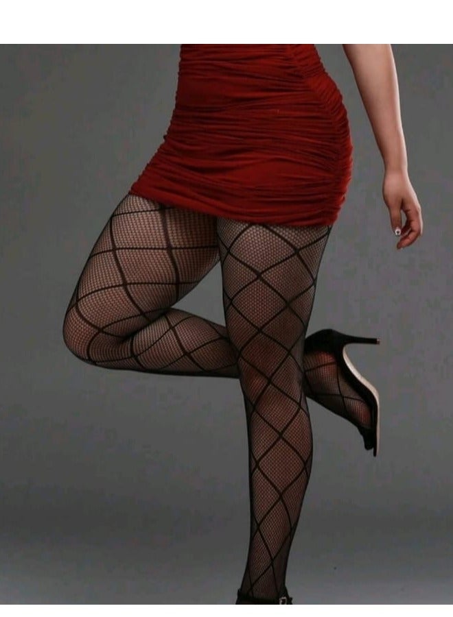 شي إن قطعة واحدة من جوارب شبكية عالية المرونة بخطوط عمودية مقاس كبير - Image 1