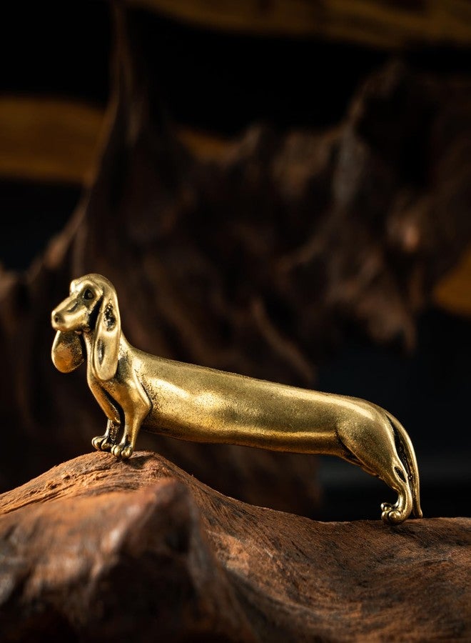chovy تمثال صغير عتيق من النحاس الصلب من تشوفي - زينة مكتبية رقيقة على شكل كلب داشهوند لمحبي الحيوانات الأليفة - قطعة فنية رائعة لهواة جمع التحف وديكور المنزل (كلب داشهوند) - Image 1