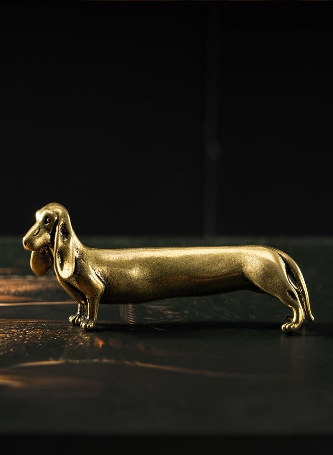 chovy تمثال صغير عتيق من النحاس الصلب من تشوفي - زينة مكتبية رقيقة على شكل كلب داشهوند لمحبي الحيوانات الأليفة - قطعة فنية رائعة لهواة جمع التحف وديكور المنزل (كلب داشهوند) - Image 2
