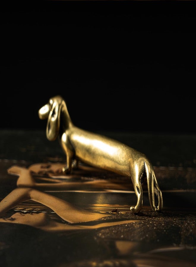 chovy تمثال صغير عتيق من النحاس الصلب من تشوفي - زينة مكتبية رقيقة على شكل كلب داشهوند لمحبي الحيوانات الأليفة - قطعة فنية رائعة لهواة جمع التحف وديكور المنزل (كلب داشهوند) - Image 3