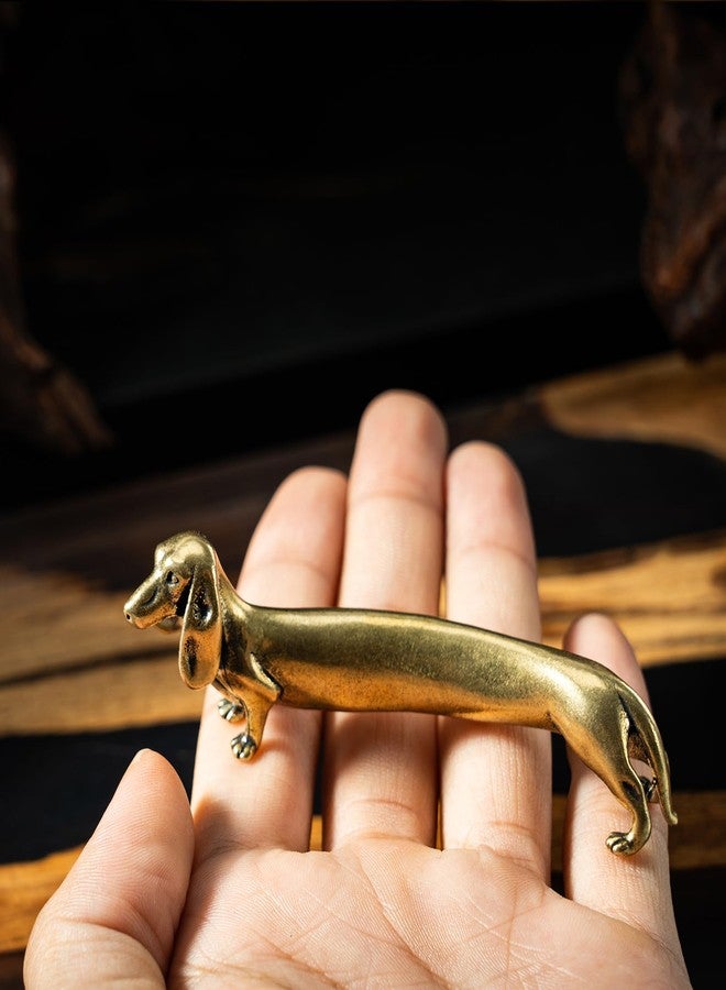 chovy تمثال صغير عتيق من النحاس الصلب من تشوفي - زينة مكتبية رقيقة على شكل كلب داشهوند لمحبي الحيوانات الأليفة - قطعة فنية رائعة لهواة جمع التحف وديكور المنزل (كلب داشهوند) - Image 5