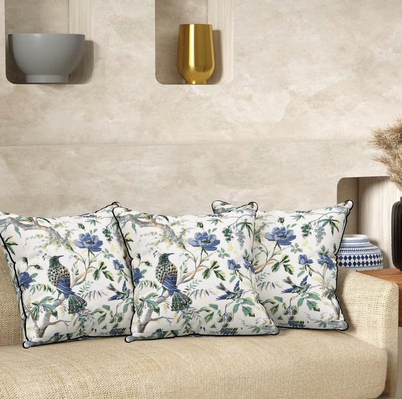 EasyGoods India Premium Cotton Cushion Covers 16x16 Inch | Soft Durable Fabric | Elegant Printed Covers for Sofa & Living Room | Hidden Zipper | Set of 3 - Image 1