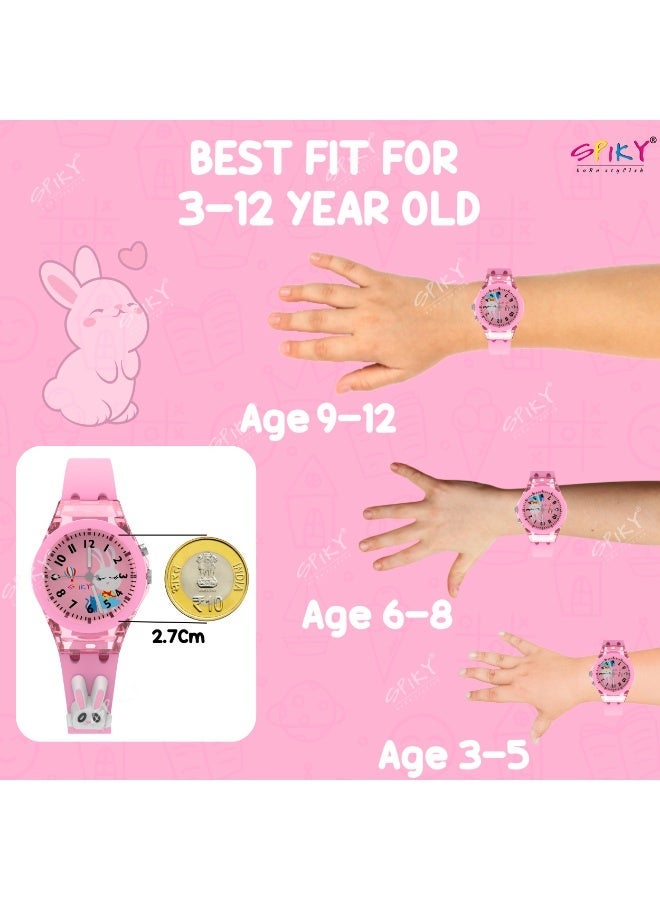 SPIKY Analog Watch for Kids Girls | 3D Cartoon | 7 Multicolor LED Glowing Lights with Radium Silicone Strap | Best Birthday Gift | Analogue Wrist Watches for Girls | Age 3-12 yrs - Image 2