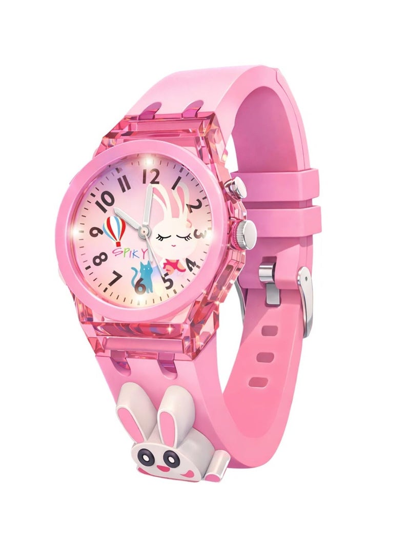 SPIKY Analog Watch for Kids Girls | 3D Cartoon | 7 Multicolor LED Glowing Lights with Radium Silicone Strap | Best Birthday Gift | Analogue Wrist Watches for Girls | Age 3-12 yrs - Image 1