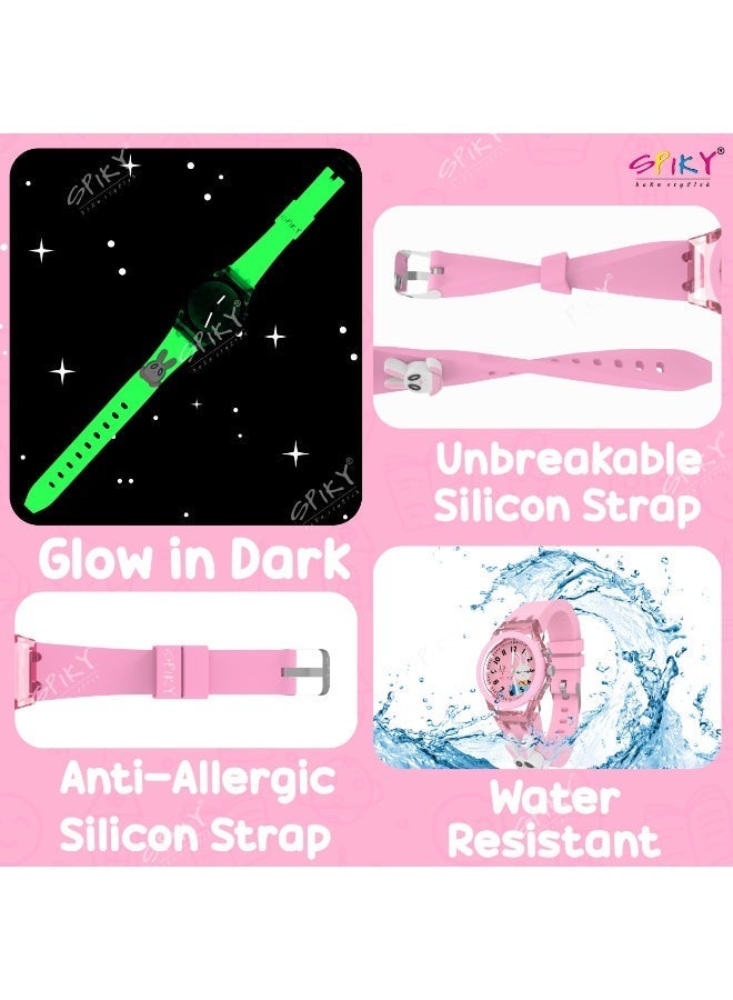 SPIKY Analog Watch for Kids Girls | 3D Cartoon | 7 Multicolor LED Glowing Lights with Radium Silicone Strap | Best Birthday Gift | Analogue Wrist Watches for Girls | Age 3-12 yrs - Image 5