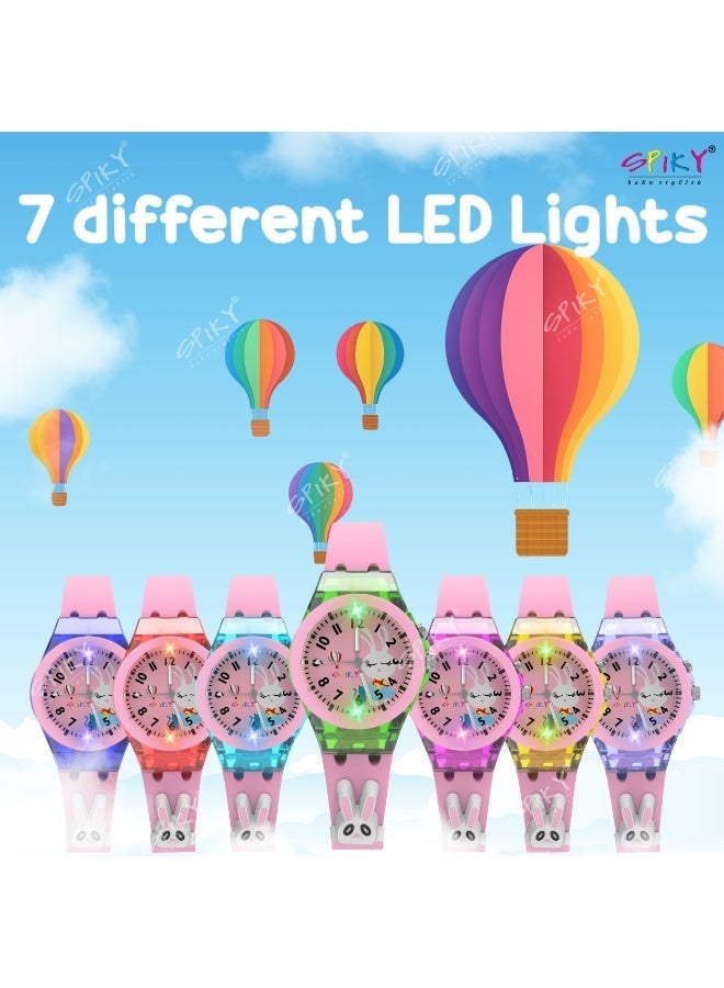 SPIKY Analog Watch for Kids Girls | 3D Cartoon | 7 Multicolor LED Glowing Lights with Radium Silicone Strap | Best Birthday Gift | Analogue Wrist Watches for Girls | Age 3-12 yrs - Image 4