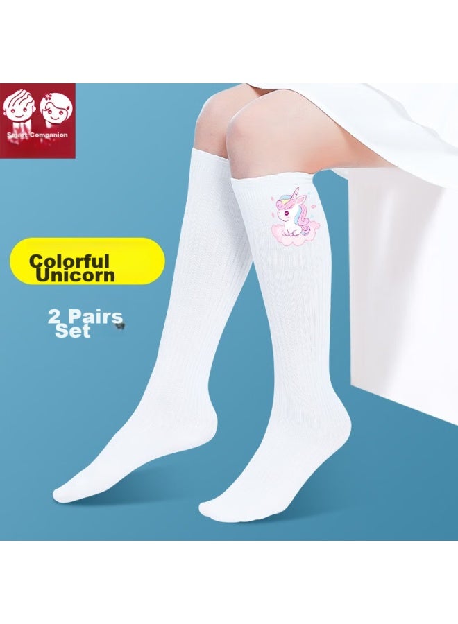Smart Friends Zhiyou Children's Mid-calf Socks, Cotton, Thin Spring And Autumn Style, Girls' Long Socks, Baby Half-leg Socks, Summer Girls' High Socks, Student Long Socks - Image 1