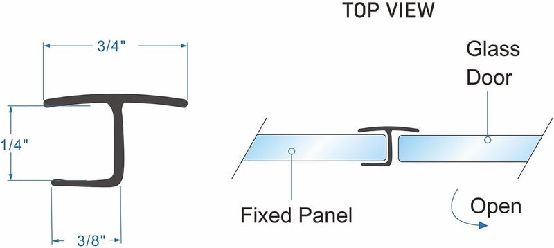 Dalrun Flexible1/4 Shower Door Side Seal Strip 100 Inch Shower Glass Door Side Sweep for Frameless Glass Door,Silicone - Image 4