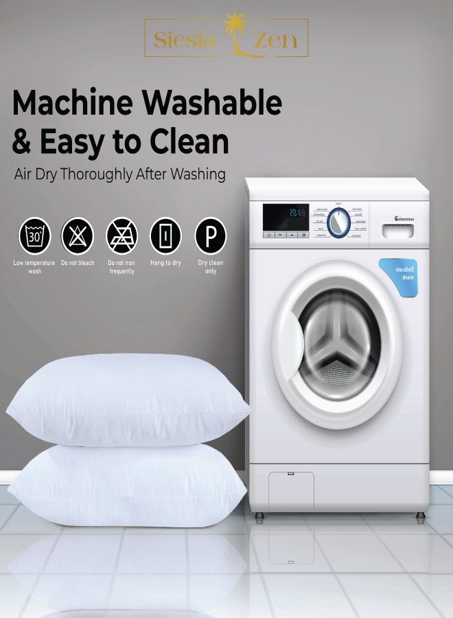 Siesta Zen Hotel Quality Pair of Standard Hollow-fiber Filled Pillow, Breathable, Hyperallergenic, Plush Hotel-Style Down Alternative, Medium-Firm Support, Quick bounce back - Image 4