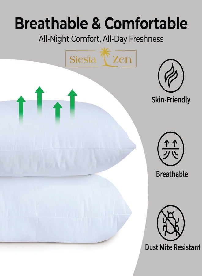 Siesta Zen Hotel Quality Pair of Standard Hollow-fiber Filled Pillow, Breathable, Hyperallergenic, Plush Hotel-Style Down Alternative, Medium-Firm Support, Quick bounce back - Image 3