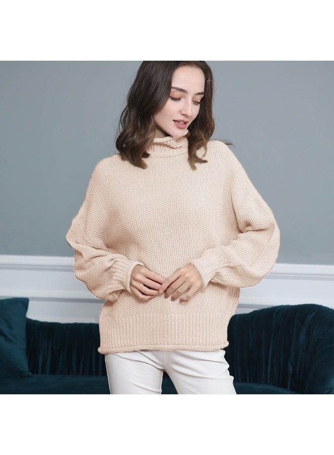 NIBEMINENT Autumn/Winter  Turtleneck Sweater Women's High Neck Knit Pullover Soft Comfortable Top Loose Jumper - Image 1